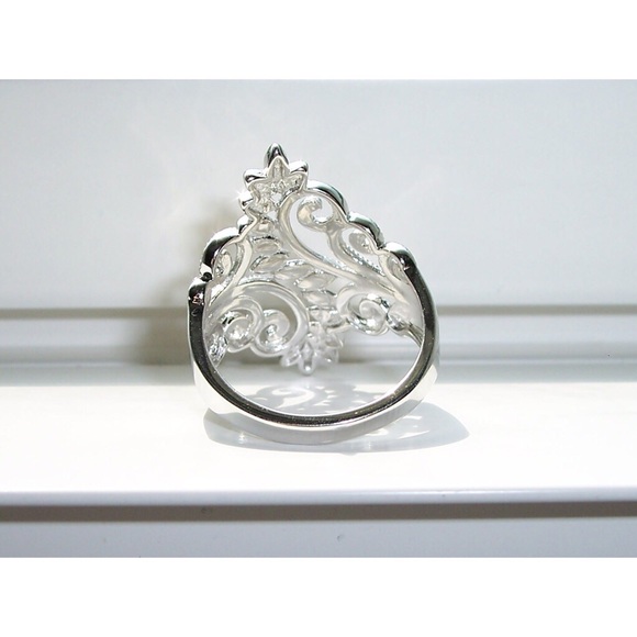 925 STERLING SILVER Leaves & Scrolls Filigree Statement Ring - Picture 11 of 16